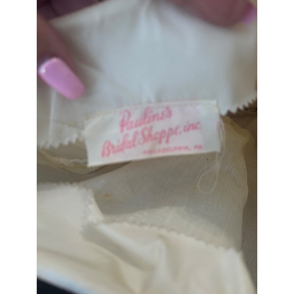 Vintage 1960s Paulines Bridal Shoppe Ivory Tea Length Wedding Dress XS Small - Picture 6 of 14